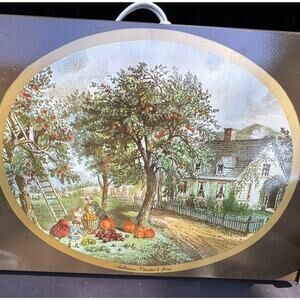 Vintage Thanksgiving Fall Josco Electric Warming Tray Currier & Ives -Tested!